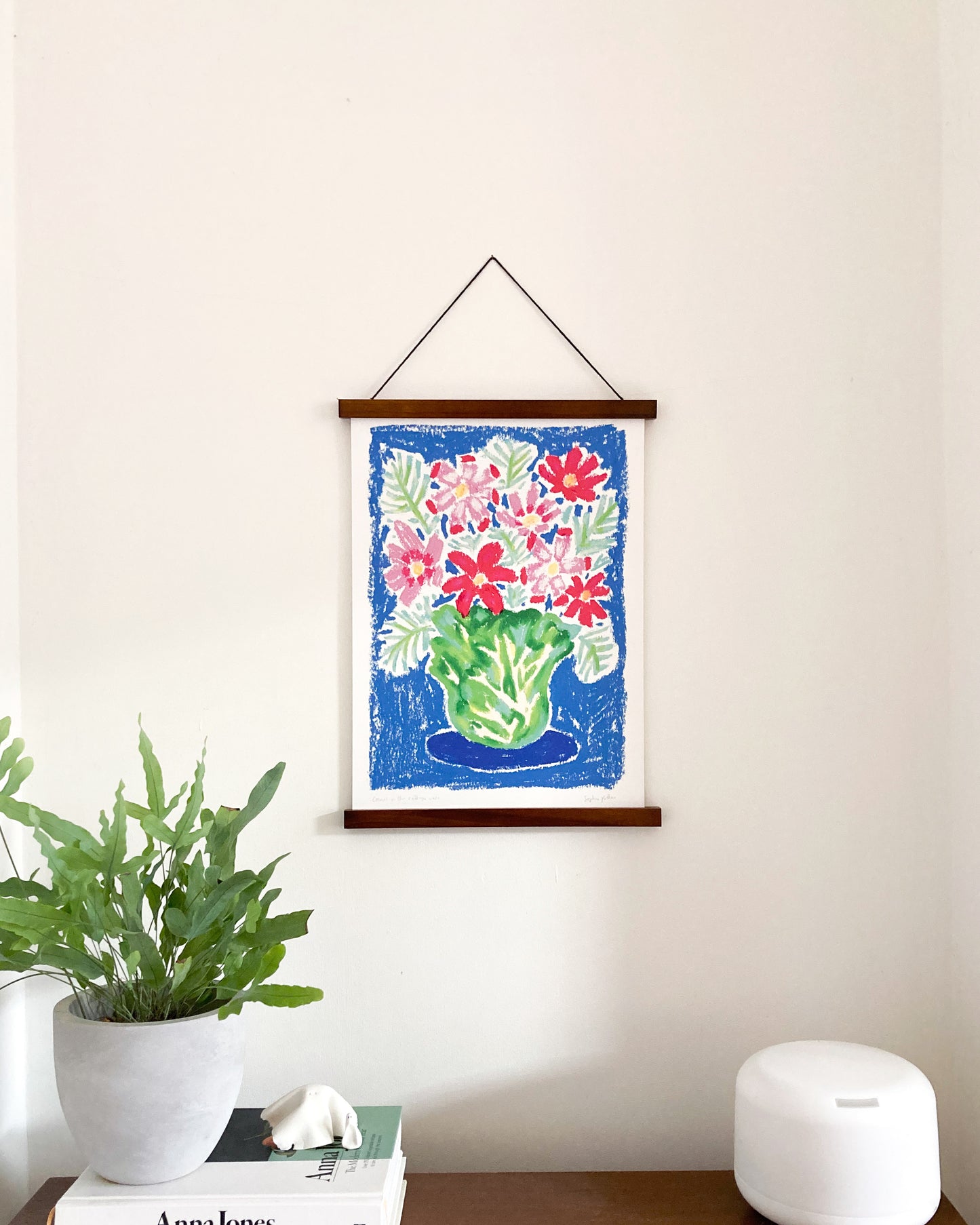 Cosmos in Cabbage Vase: Fine Art Print