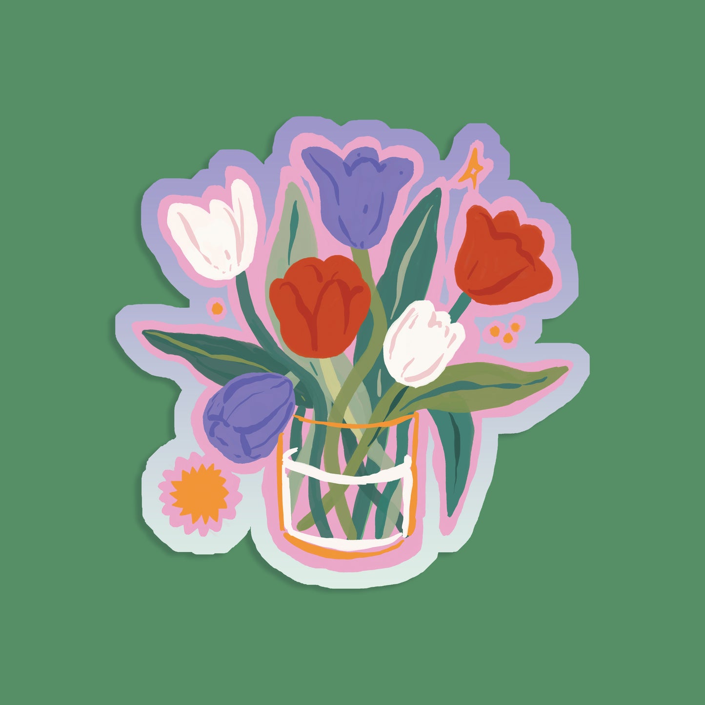 Tulips in Vase Holographic Sticker