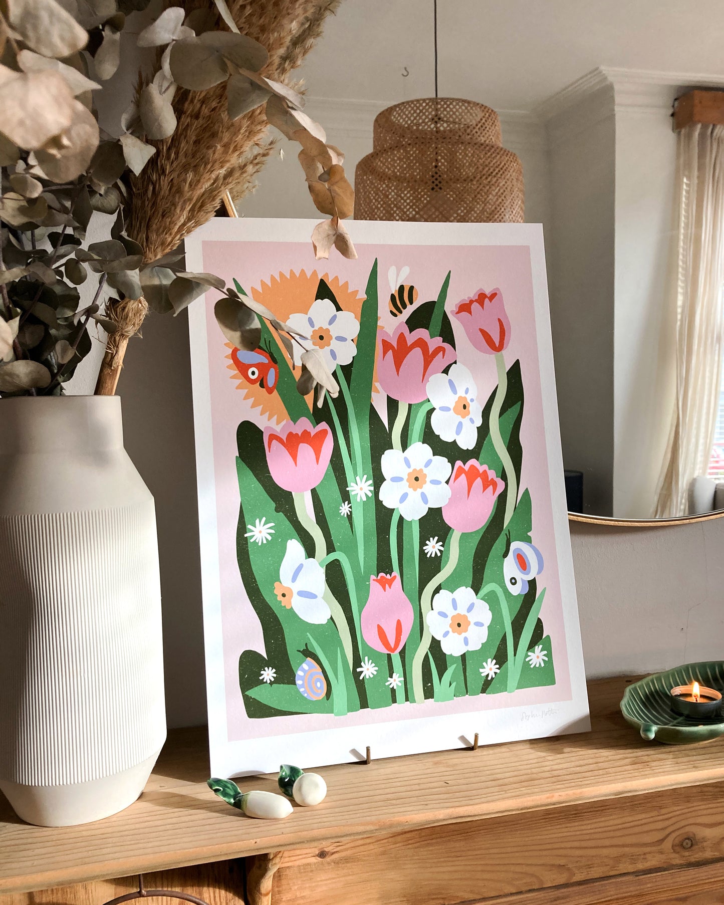 Garden Tulips and Daffodils: Fine Art Print