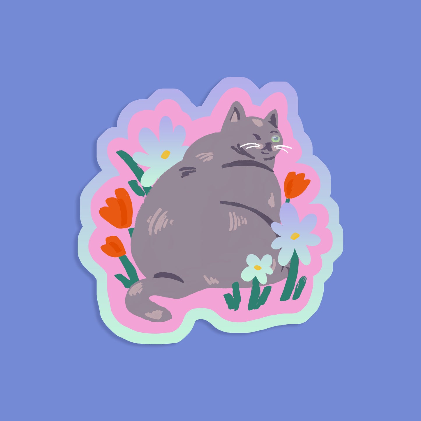 Holographic Tulip + Cat Sticker Pack