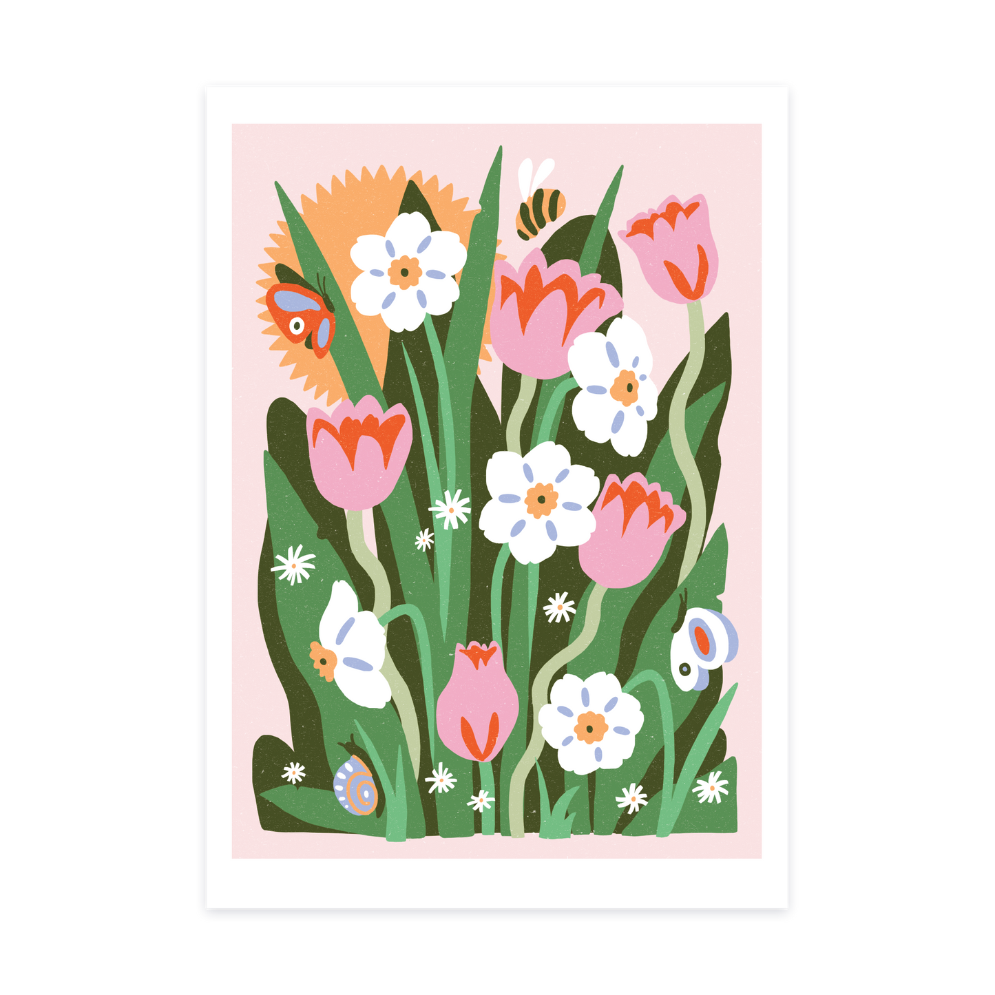 Garden Tulips and Daffodils: Fine Art Print