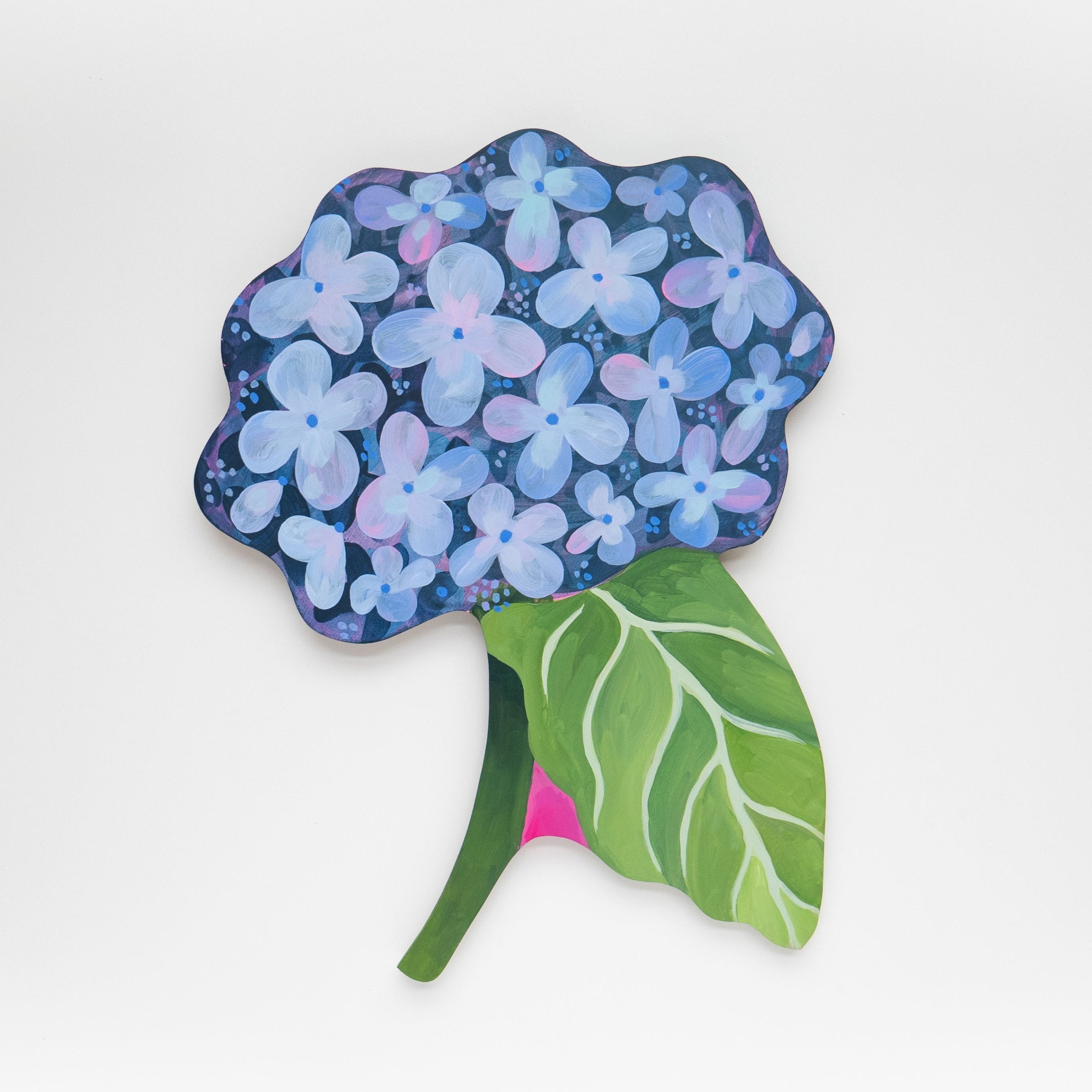 Giant Blue Hydrangea Acrylic Painting on Plywood - Sophie Potter